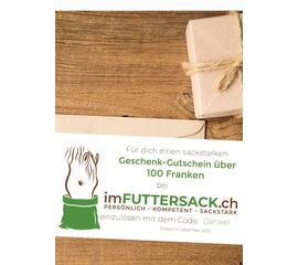 Geschenk-Gutschein 20 Fr. – imFUTTERSACK.ch Pferdefutter & Pflege