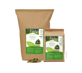 PerNaturam Waldweide 1kg: Mischung aus Laub, Rinden und Beeren zur natürlichen Ergänzung der Pferdefütterung. Bei imFUTTERSACK in der Schweiz.